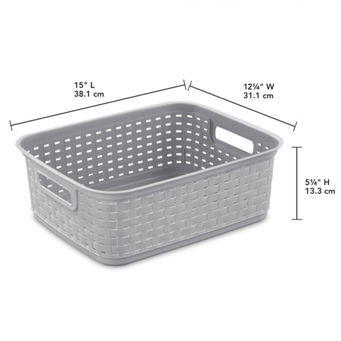 Sterilite Short Plastic Weave Storage Basket, Bin Organization for Countertops, Tabletops, and Shelves for Crafts, Jewelry, Gray, 6-Pack