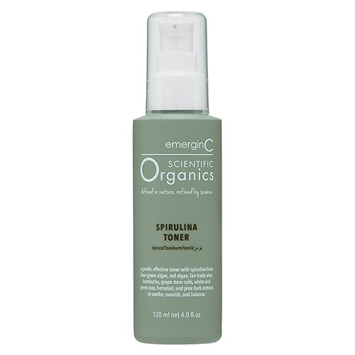 emerginC Scientific Organics Spirulina Toner - Gentle + Effective Toner for Face with Plant Stem Cells + Witch Hazel (4 oz, 120 ml)