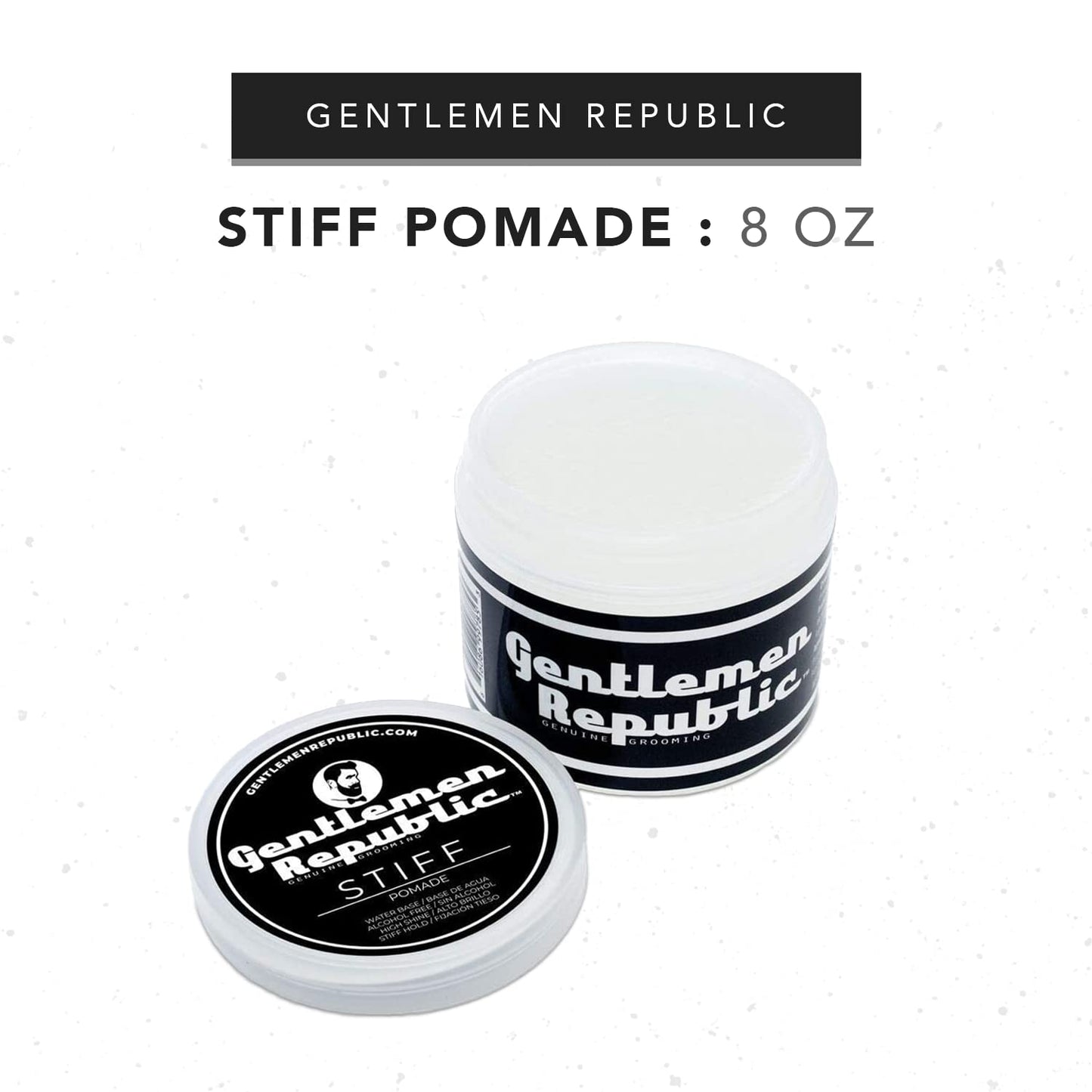 Gentlemen Republic 8oz Stiff Hair Pomade - Lightweight All-Day Hold with High Shine Finish, Alcohol-Free and Paraben-Free Formula, Suitable for Thick
