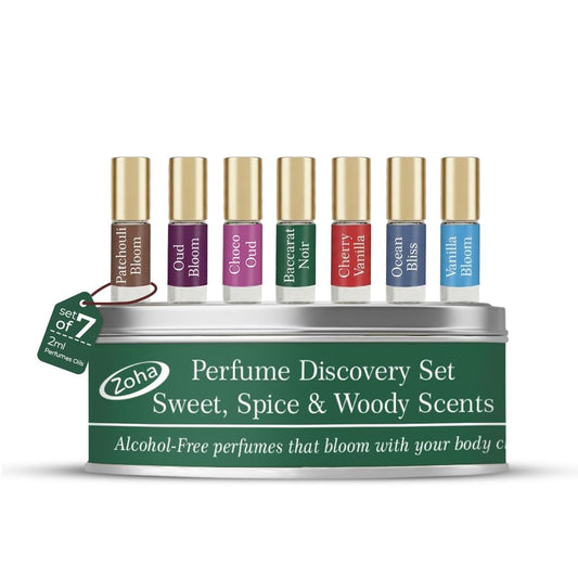 Zoha Perfume Discovery Set | Sample Perfumes for Women & Men with Sweet, Spice & Woody Scents | Alcohol-free Layering Perfume Oils | Travel Size Long Beauty & Personal Care Zoha