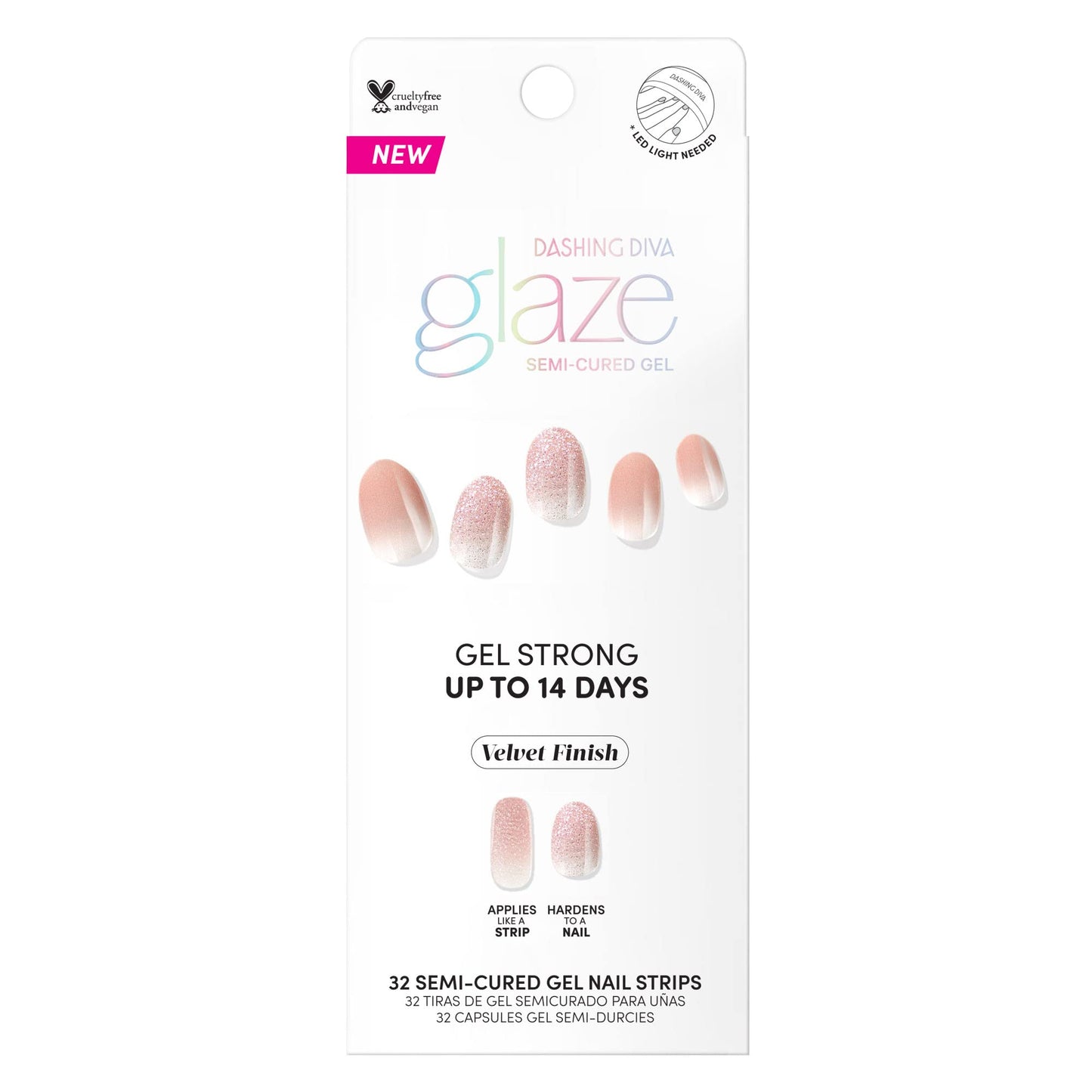 Dashing Diva Glaze Nail Strips - Velvet Blush | Long Lasting, Chip Resistant, Semi-Cured Gel Nails | 34 Salon Quality Nude Ombre Set Beauty & Personal Care Dashing Diva