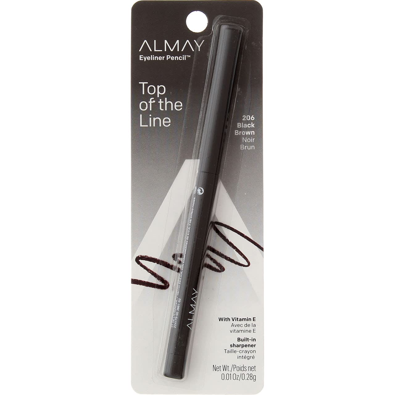 Almay Eyeliner Pencil, Black Brown [206], 0.01 oz (Pack of 3)