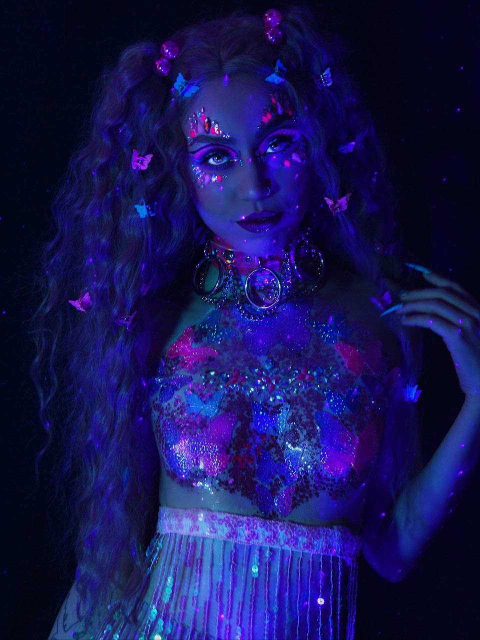 Neva Nude Face and Body Glitter Keychain - Holographic Chunky Glitter in Aloe for Festivals, Raves, and More | Cosmetic Grade | Super Sparkly (Moon