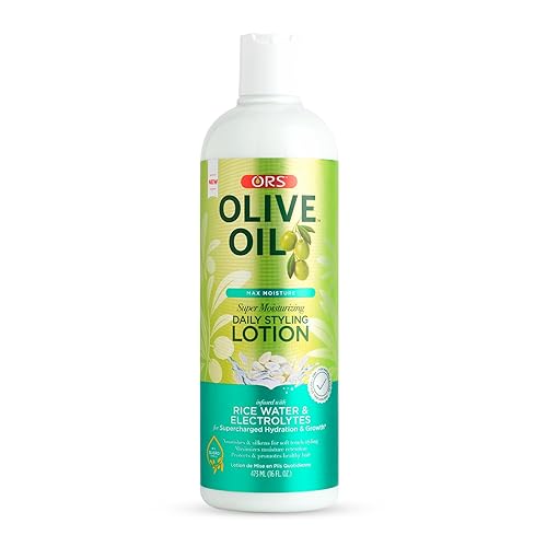 ORS Olive Oil Max Moisture Super Moisturizing Daily Styling Lotion infused with Rice Water & Electrolytes 16 Ounces