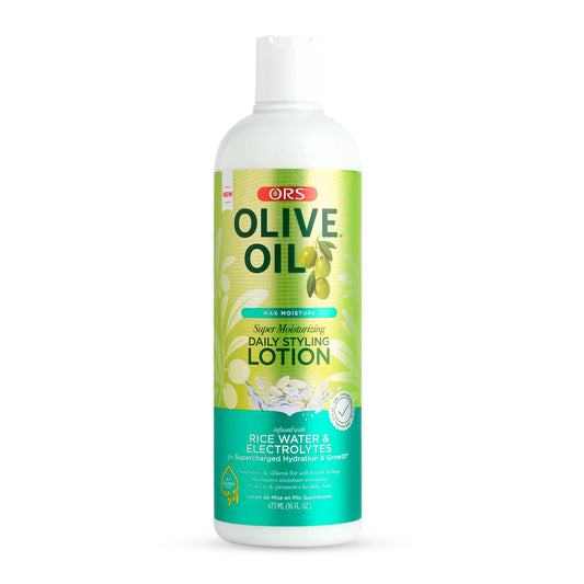 ORS Olive Oil Max Moisture Super Moisturizing Daily Styling Lotion infused with Rice Water & Electrolytes 16 Ounces