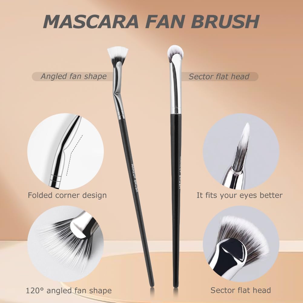 2pcs Multifunctional Folding Angle Scalloped Lash Brush For Women Girls, Compact Home Salon Comb, Separator Eyelash Brush, Angled Fan Shaped
