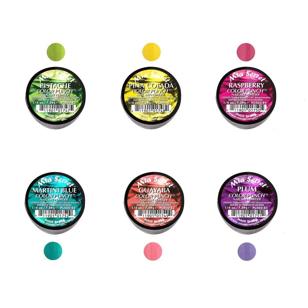 Mia Secret -Color Punch Collection Nail Acrylic Powder set of 6