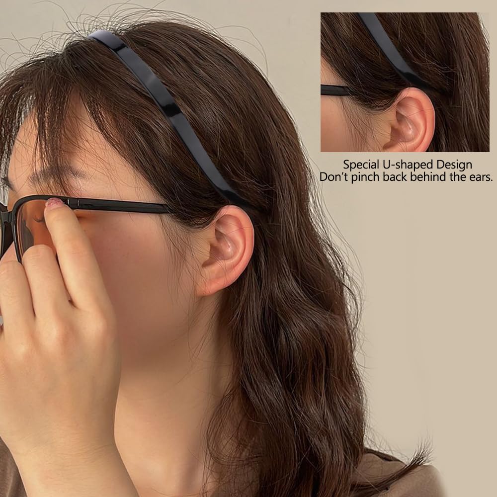 TOBATOBA Black Square Headbands for Glasses & Sunglasses - No Pressure, No Headache - Comfortable Non-Slip Headbands for Women & Girls, 6 Pcs Beauty and Personal Care TOBATOBA