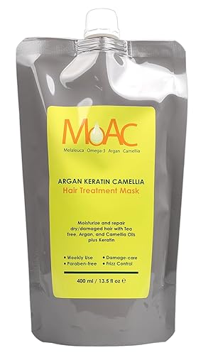 Moac Argan Keratin Camellia Hair Treatment Mask - K‑Beauty Deep Conditioning Mask for Dry and Color‑Treated Hair - 13.5 fl.oz.