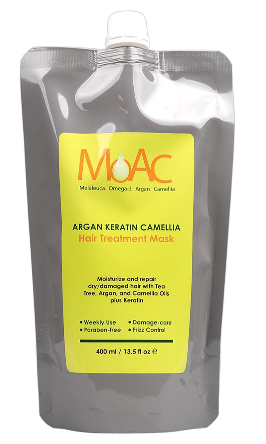 Moac Argan Keratin Camellia Hair Treatment Mask - K‑Beauty Deep Conditioning Mask for Dry and Color‑Treated Hair - 13.5 fl.oz.