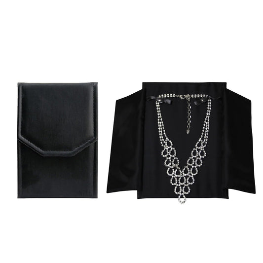 MOOCA Black Leatherette Travel Jewelry Organizer Necklace Storage Carrying Case Jewelry Display Case Necklace Folder