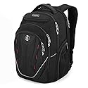 Swissdigital Design TSA Laptop Backpack Men's USB Charging Port Large Capacity Business Travel Backpack Black| With Apple Find My Network Black/Red | J16BTFB-41