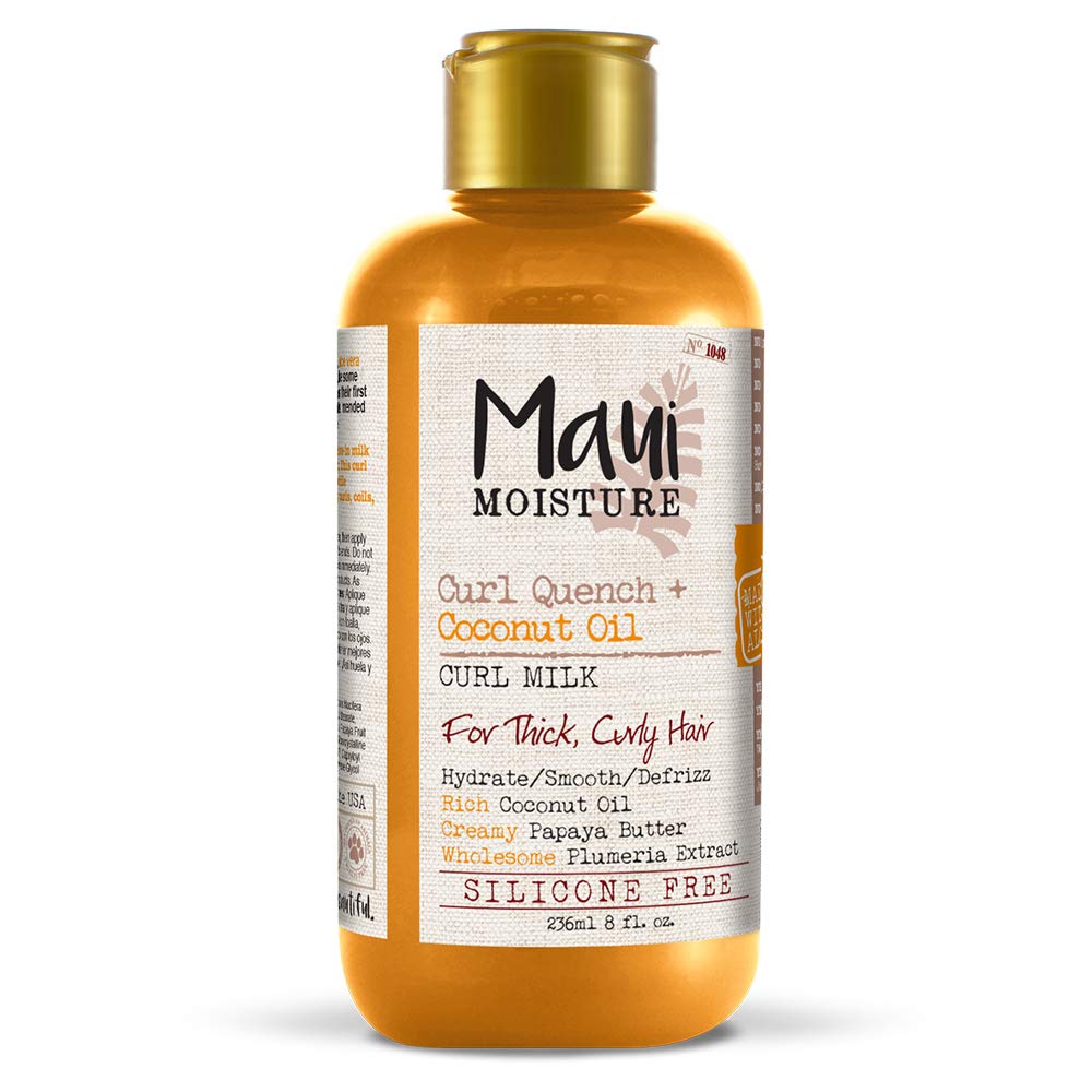 Maui Moisture Curl Quench + Coconut Oil Anti-Frizz Curl-Defining Hair Milk to Hydrate and Detangle Tight Curly Hair, Softening Leave-In Treatment