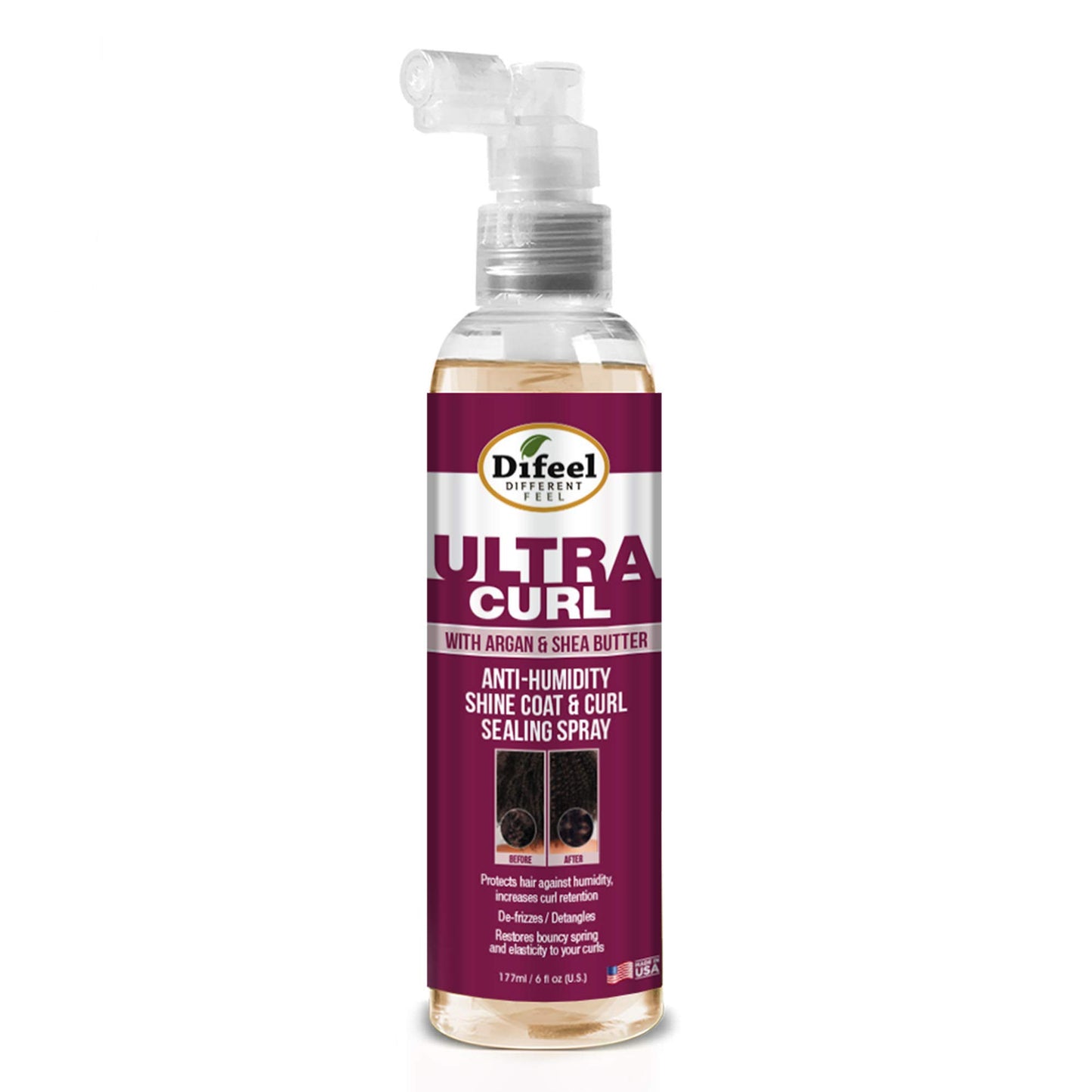 Difeel Ultra Curl Sealing Spray, 8 oz - Hair Treatment for Curly Hair, Anti-Frizz and Humidity-Proof