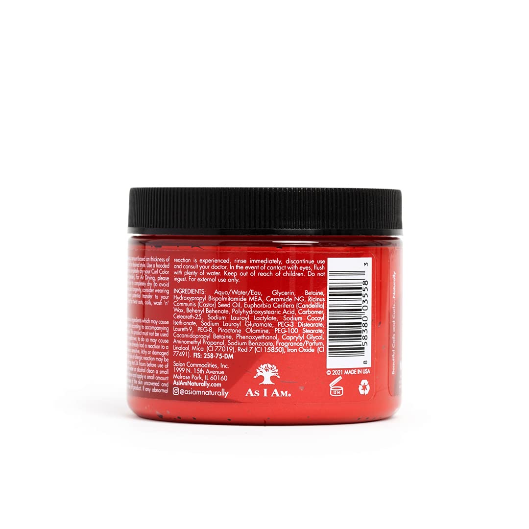 As I Am Curl Color - Hot Red - 6 oz - Temporary Color & Curling Gel - Medium Hold - Vegan & Cruelty Free