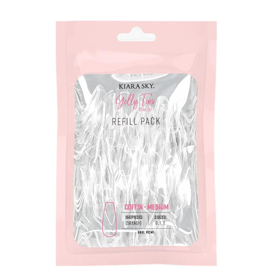 Kiara Sky Gelly Tip Refill Packs - Soak Off Soft Gels - Coffin Shape (Medium Length) (Sizes 0, 1, 2) Beauty & Personal Care KIARA SKY