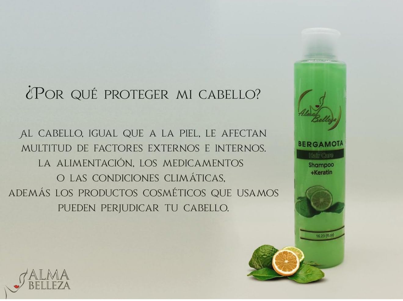 Bergamot Shampoo + Keratin & Bergamot Conditioner with Allantoin & Amino Acids - 16.23 fl oz each - Premium Hair Care by Alma Belleza (Bergamota