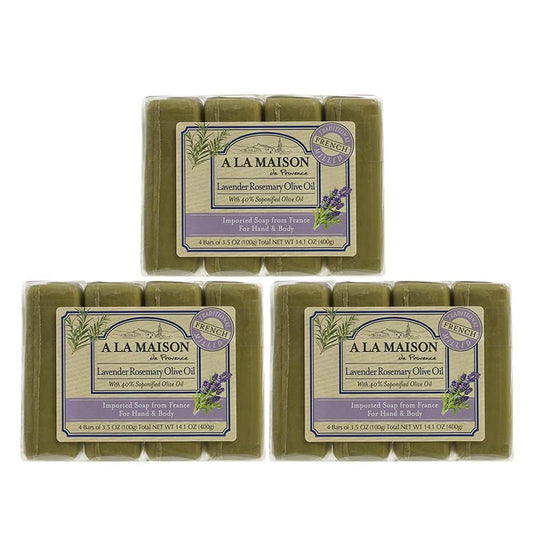 A LA MAISON Lavender Rosemary Olive Oil Bar Soap - Triple French Milled Natural Moisturizing Hand Soap Bar (12 Bars of Soap, 3.5 oz) Beauty & Personal Care A LA MAISON