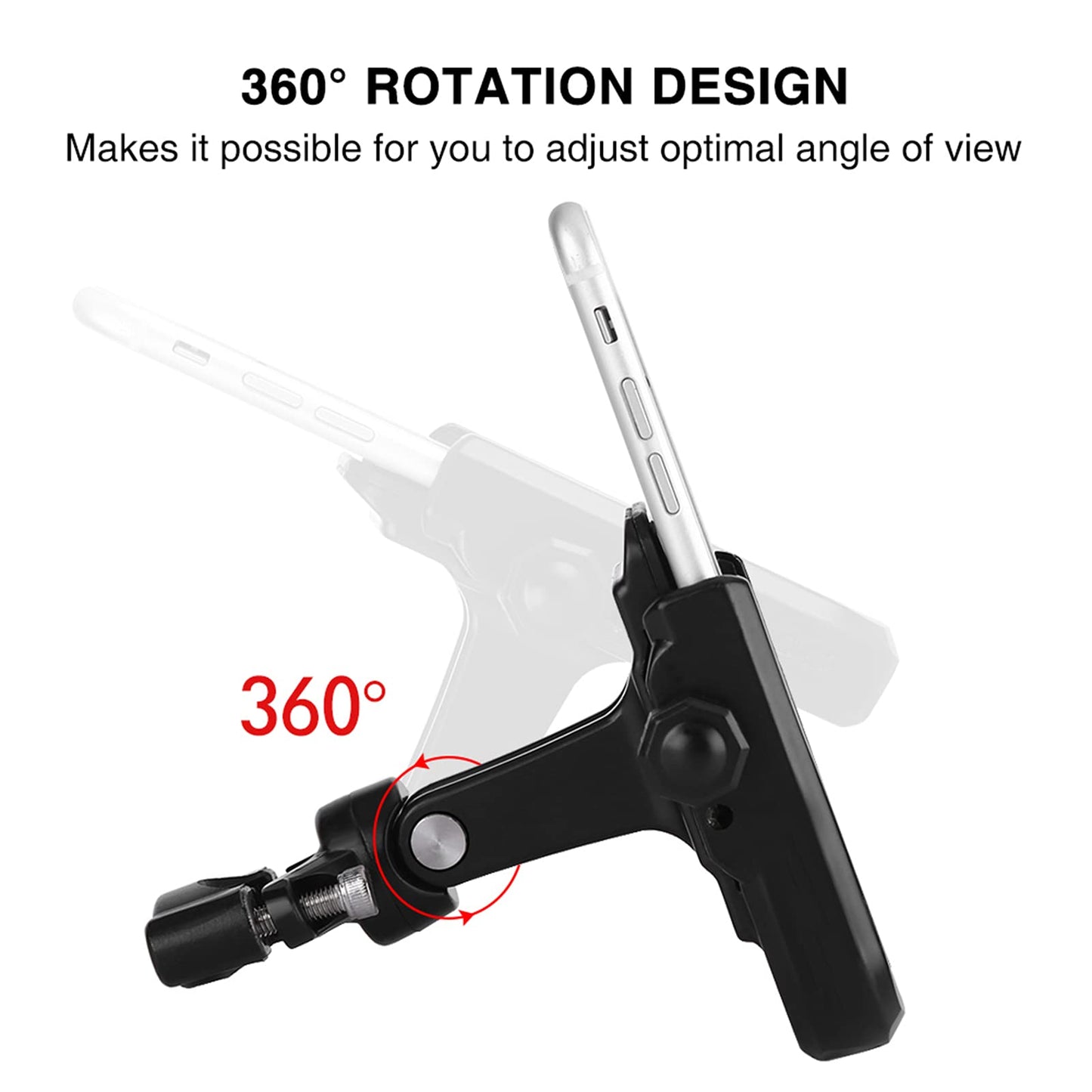 Keenso Motorcycle Cell Phone Mount Holder, Adjustable Universal Handlebar Phone Mount Holder Bracket for 4-6inch Mobile Phone Black