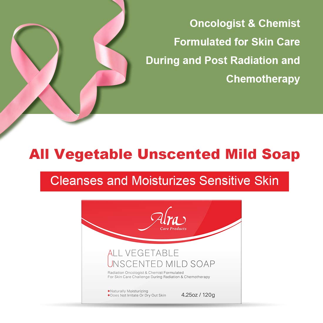 Alra - All Vegetable Unscented Mild Soap - Cleanses Skin During and Post Cancer Chemotherapy and Radiation Treatment - Soothing for Eczema, Psoriasis Beauty & Personal Care Alra
