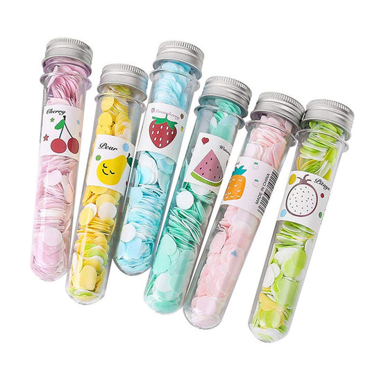 6 Boxes Portable Disposable Paper Soap Confetti Cleaning Washing Hand Bath Toiletry Paper Soap Sheets Petals Soap Flakes with Storage Tube for Kitchen