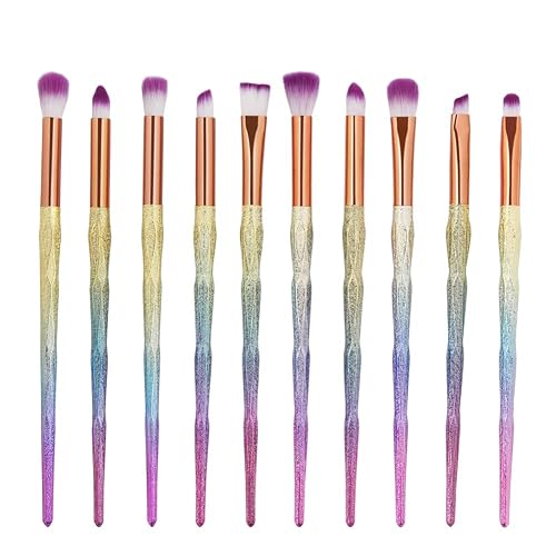 MIPPER 10pcs Diamond Handle Eye Makeup Brushes?Eyebrow Eye shadow Eyeliner Nasal shadow Cosmetics Brush Tool (mix color)