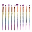 MIPPER 10pcs Diamond Handle Eye Makeup Brushes?Eyebrow Eye shadow Eyeliner Nasal shadow Cosmetics Brush Tool (mix color)