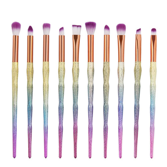 MIPPER 10pcs Diamond Handle Eye Makeup Brushes?Eyebrow Eye shadow Eyeliner Nasal shadow Cosmetics Brush Tool (mix color)