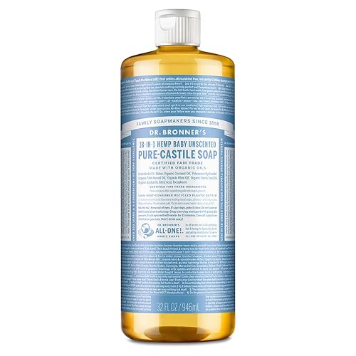 Dr. Bronner's - Pure-Castile Liquid Soap (Baby Unscented, 32 ounce) - Made with Organic Oils, 18-in-1 Uses: Face, Hair, Laundry and Dishes Beauty & Personal Care Dr. Bronner's