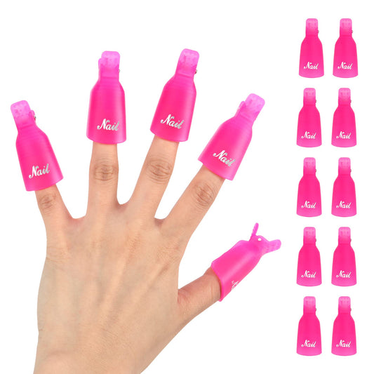 (10 Pcs Pink) Plastic Acrylic Nail Art Soak Off Cap Clip UV Gel Polish Remover Wrap Tool Gel Nail Polish Remover Clips for Fingernail Removal Soak Off