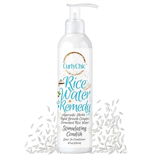 Curly Chic Rice Water Remedy Stimulating Condish - Ayurvedic Herbs, Fermented Rice Water, Lightweight Leave-In Conditioner for Healthy Hair Growth