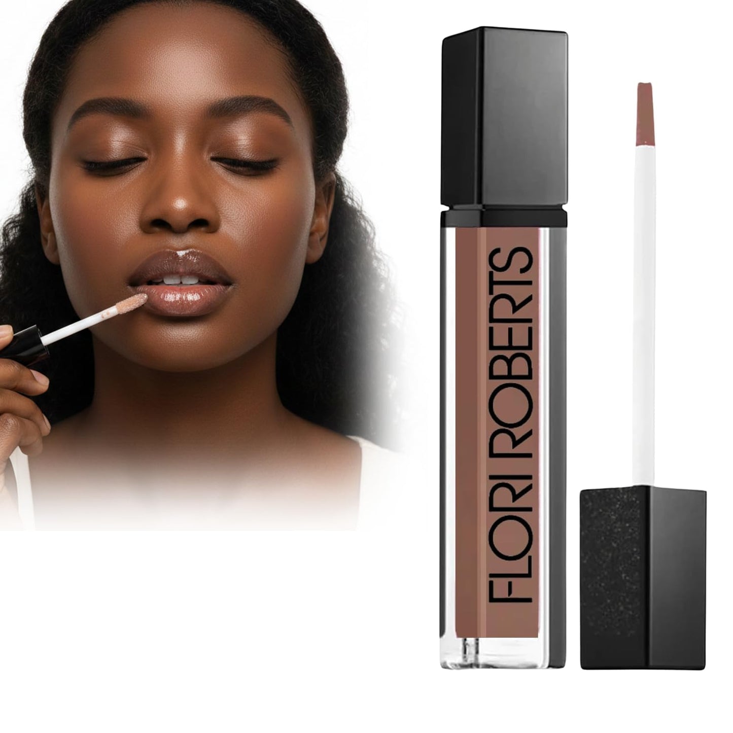 Flori Roberts Mineral Base Lip Shine, Vibrant Lip Gloss Makeup for Women of Color or Deeper Skin Tones, Non-Sticky, Long Wear High Shine Finish