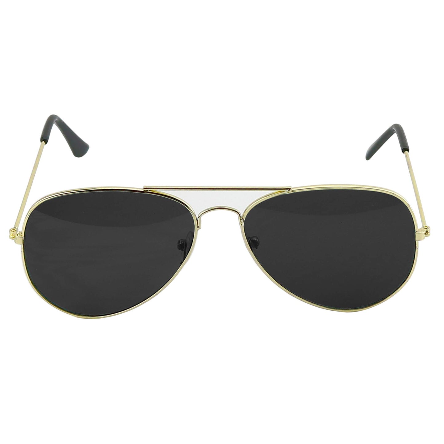 Skeleteen Black Gold Aviator Sunglasses - Military Style Dark Sun Glasses with Gold Metal Frame and UV 400 Protection