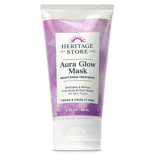 HERITAGE STORE Aura Glow Facial Mask, Brightening & Refining Treatment, All Skin Types, Exfoliating Gel Mask with AHA & Fruit Acids, Hyaluronic Acid