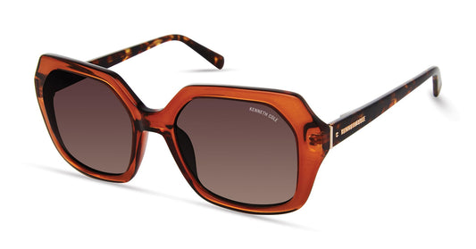 Kenneth Cole New York Women's KC5748F Square Sunglasses, Shiny Dark Brown/Gradient Brown, 57/17/135