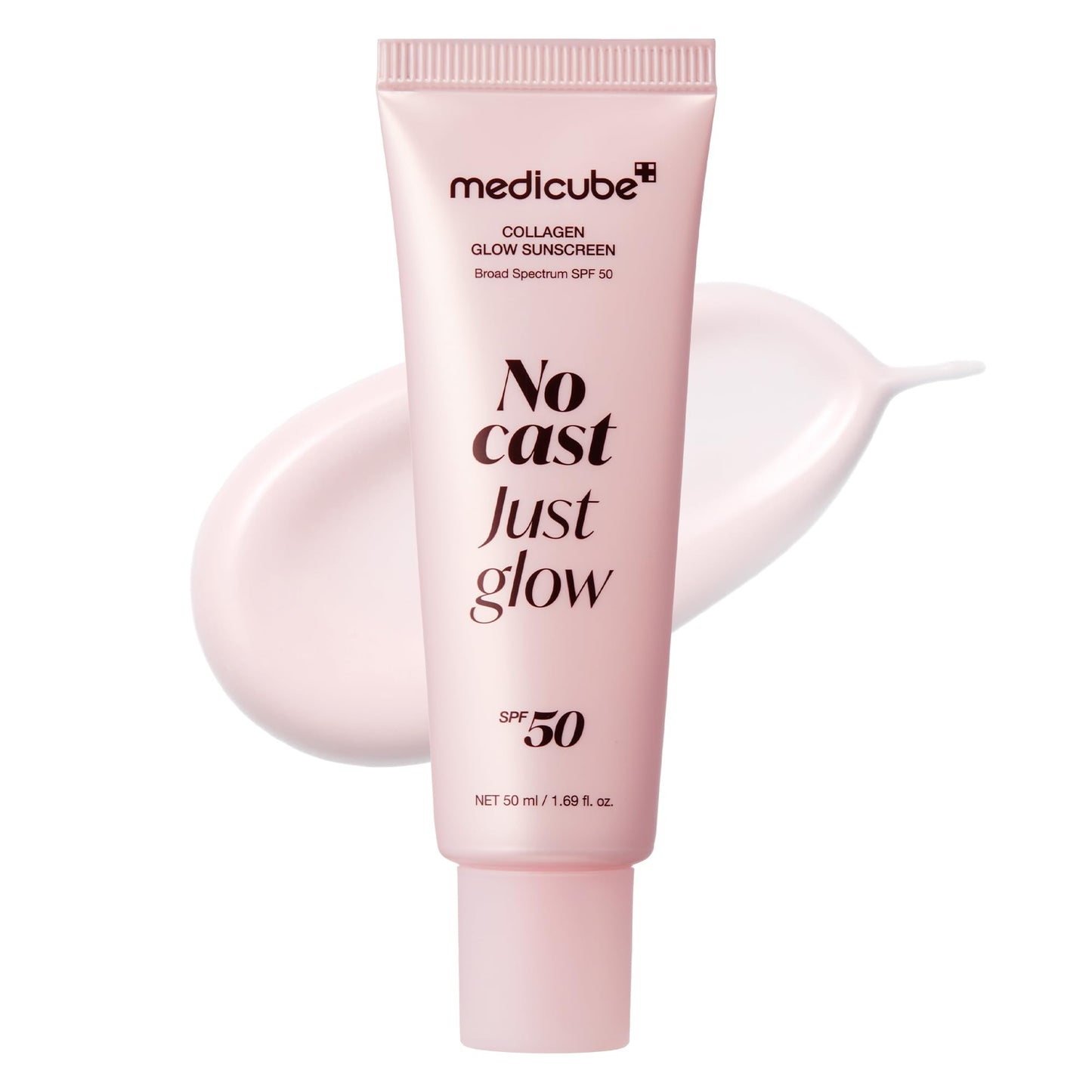 medicube Sunscreen No Cast Just Glow Collagen | SPF 50 Broad Spectrum Face Sunscreen | Lightweight, Non-Sticky, Hydrating Formula | Peptide, Cica Beauty and Personal Care medicube