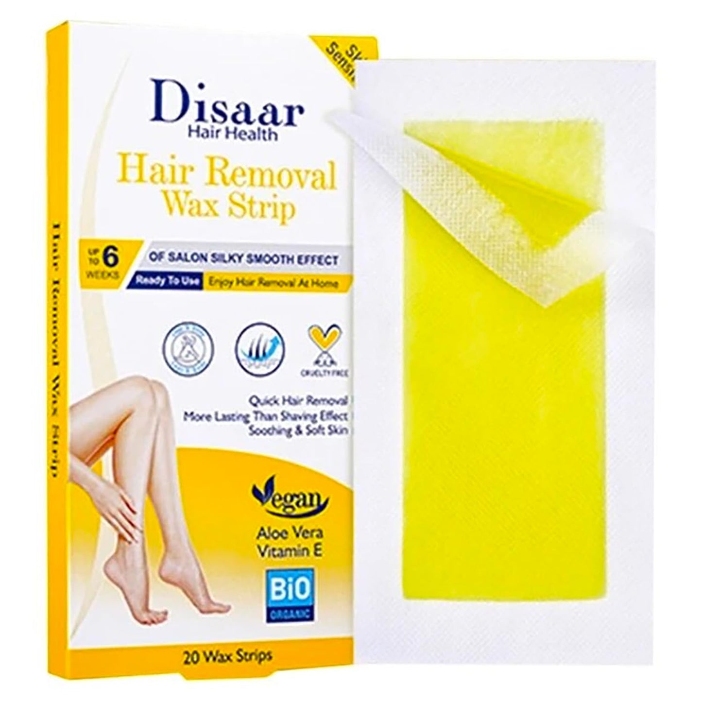 DISAAR BEAUTY Hair Removal Wax Strip Ready To Use At Home Armpit Leg Arm Bikini Area Natural Plant Extract Soothing Soft Skin 20PCS (Sensitive Skin Beauty and Personal Care DISAAR Beauty