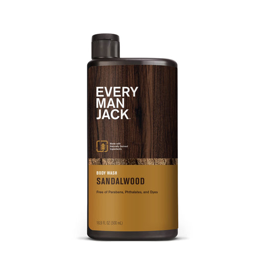 Every Man Jack Body Wash And Shower Gel 16.9 Ounce Sandalwood (499ml) (6 Pack)