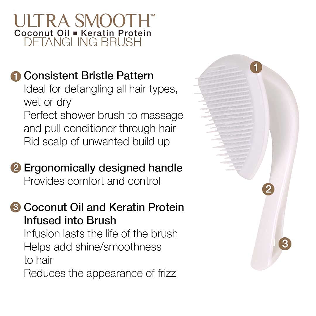 Cricket Ultra Smooth Coconut Detangling Brush for Wet, Dry Hair Anti-Frizz Detangler Shower Hairbrush with Coconut Oil and Keratin Protein Infused
