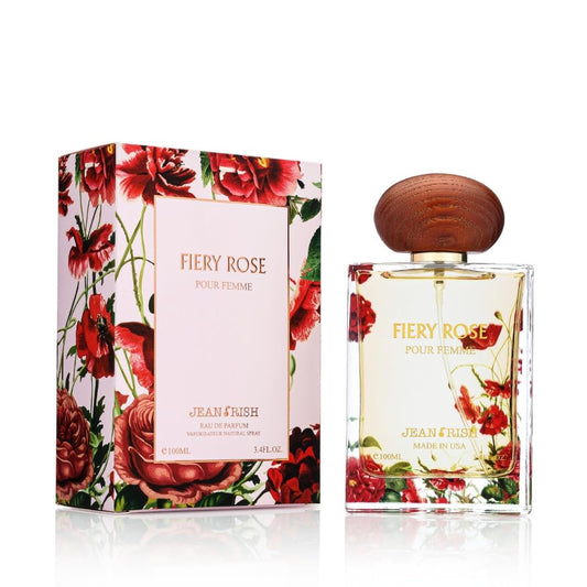 Jean Rish Fiery Rose Perfume for Women Eau De Parfum, Long-Lasting Luxury Fragrance, Made In USA - Rose, Peony, Peach, Musk, Sandalwood Scent - 100ml Beauty & Personal Care Jean Rish
