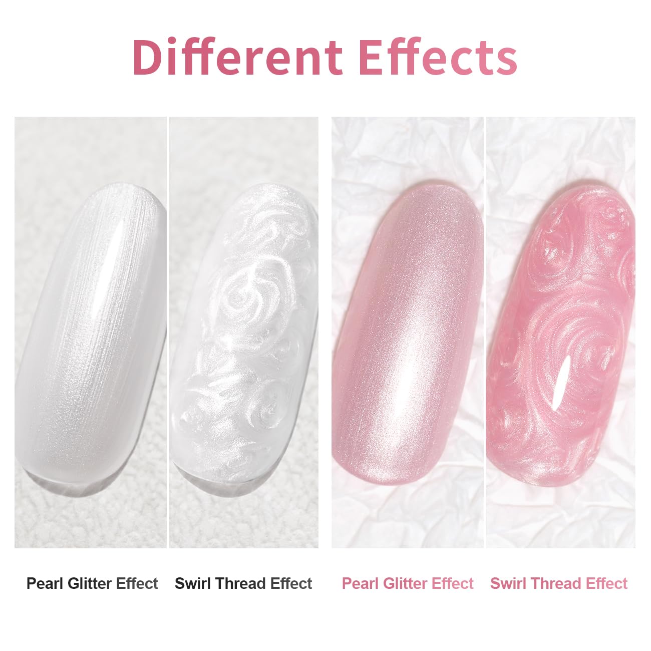 RARJSM Pearl Nail Art Gel Liner 2 Pcs Set Pearlescent Milky Silver White and Pink Shell Glitter Swirl Effect Gel Nail Polish 8ml Build in Thin Brush Beauty and Personal Care RARJSM