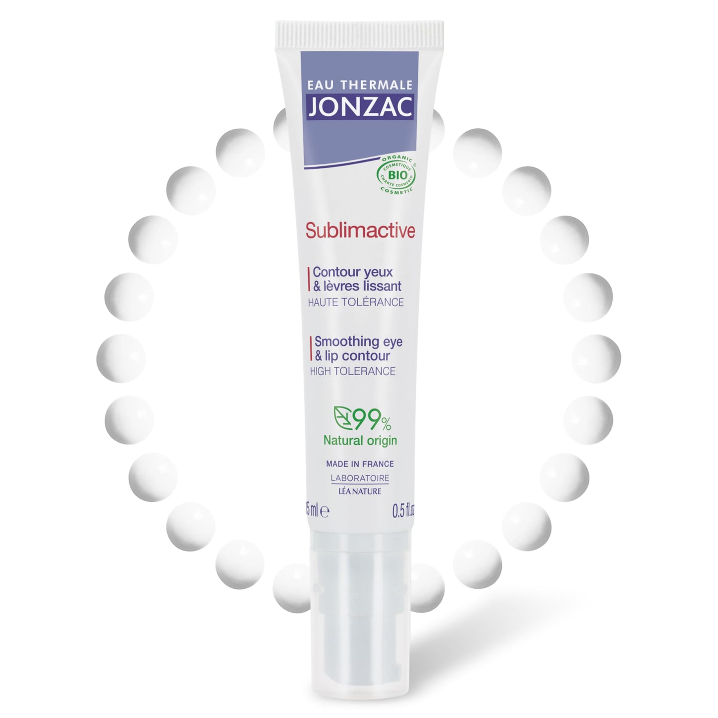 JONZAC Eau Thermale Sublimactive Organic Anti-Aging Eye & Lip Contour Cream - Reduces Fine Lines and Puffy Eyes - Dark Circles Reduced - Natural Skin