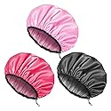 Auban Shower Cap for Women, Adjustable Reusable, Extra Large, Double-Layer Waterproof Bathing Cap, Waterproof Exterior, EVA Lining, Hair Cap for All