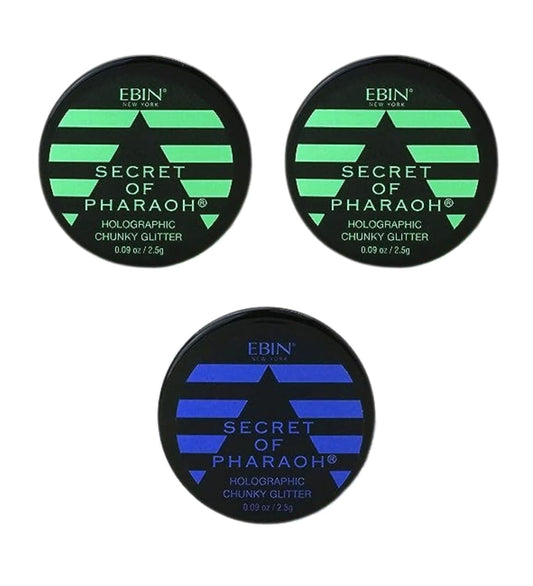 Chunky Glitter - Secret of Pharaoh Holographic Chunky Glitter - Emerald Forest and Aquamarine by EBIN NEW YORK Bundle - Shimmering, Iridescent Beauty & Personal Care EBIN NEW YORK