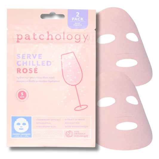 Patchology Serve Chilled Rosé Facial Sheet Mask - Hydrating & Soothing Face Mask with Hyaluronic Acid for Glowing Skin, Rosé Scented Skin Care Beauty & Personal Care Patchology