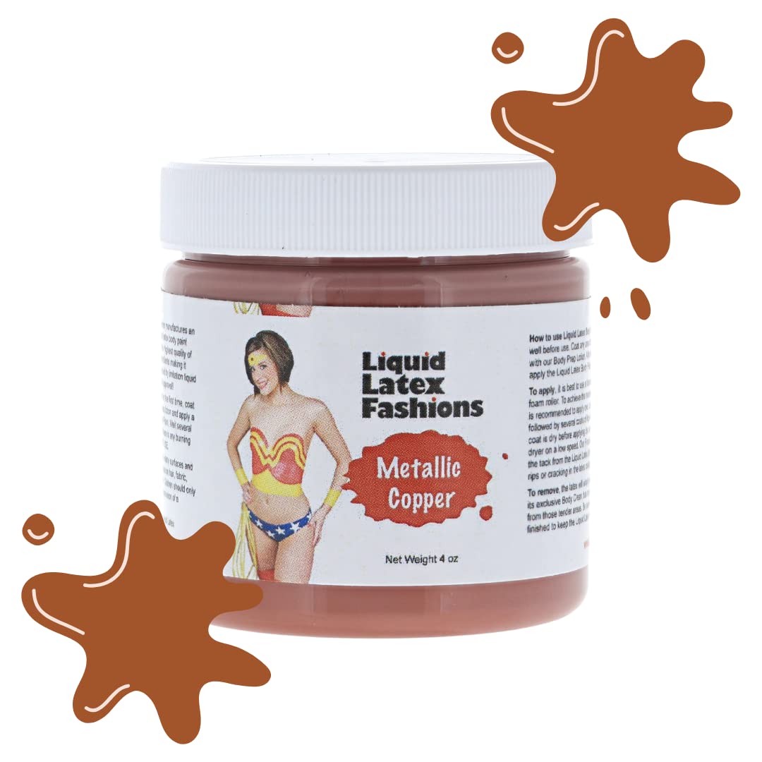 Metallic Copper 4 Fl Oz - Liquid Latex Face and Body Paint, Ammonia Free No Odor, Halloween Cosplay and Costumes