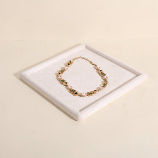 GemeShou Square velvet Jewerly display tray, Jewelry storage organizer plate, Empty Jewelry showcase tray for Necklace Bracelet Ring Earring display…