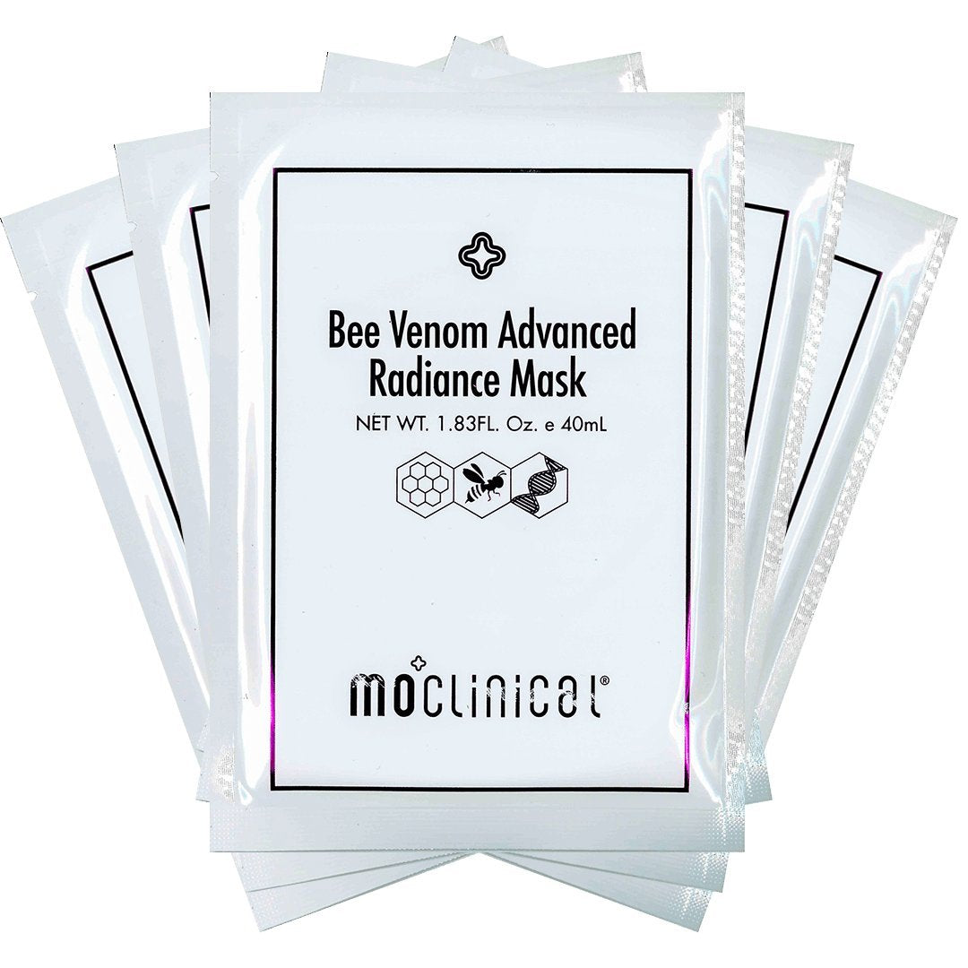 MO Clinical Bee Venom Advanced Radiance Mask for All Skin Types, Set of 5 Packages, 1.83 Fl Oz/40 ml per Package (White)