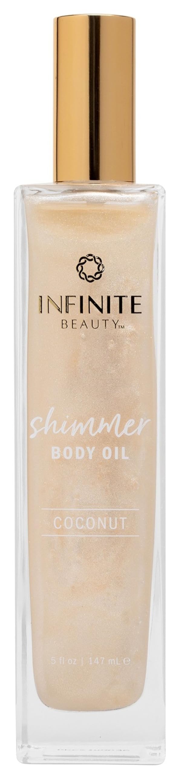 Infinite Beauty Shimmer Body Oil - 5 Fl Oz | Coconut & Gold Glitter for Radiant Skin | Hydrating & Illuminating | Perfect After Bath | Adds a