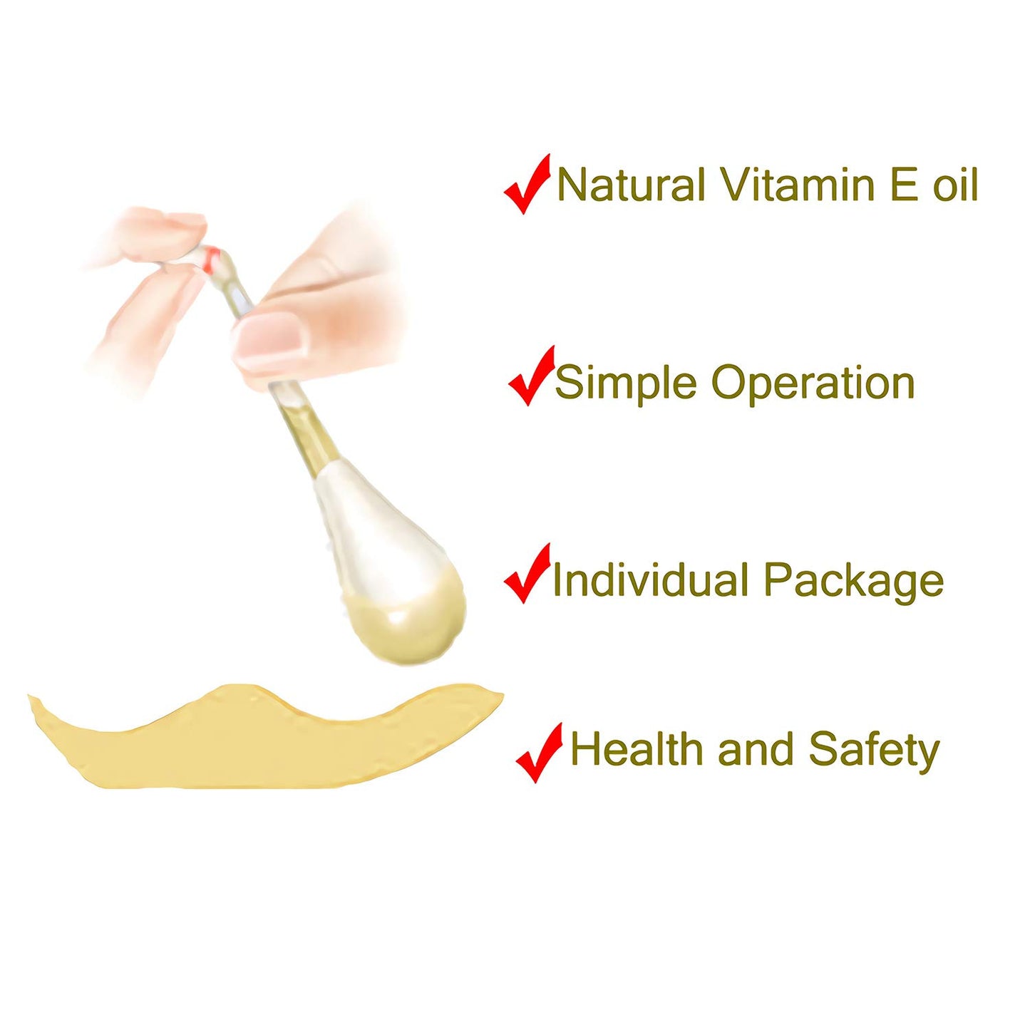Teeth Whitening Vitamin E oil Applicators to Moisturizing & Healing Lip and Gum during, Smooth Skin & Improve Skin Resistance 100 pack Beauty and Personal Care HUNWEY